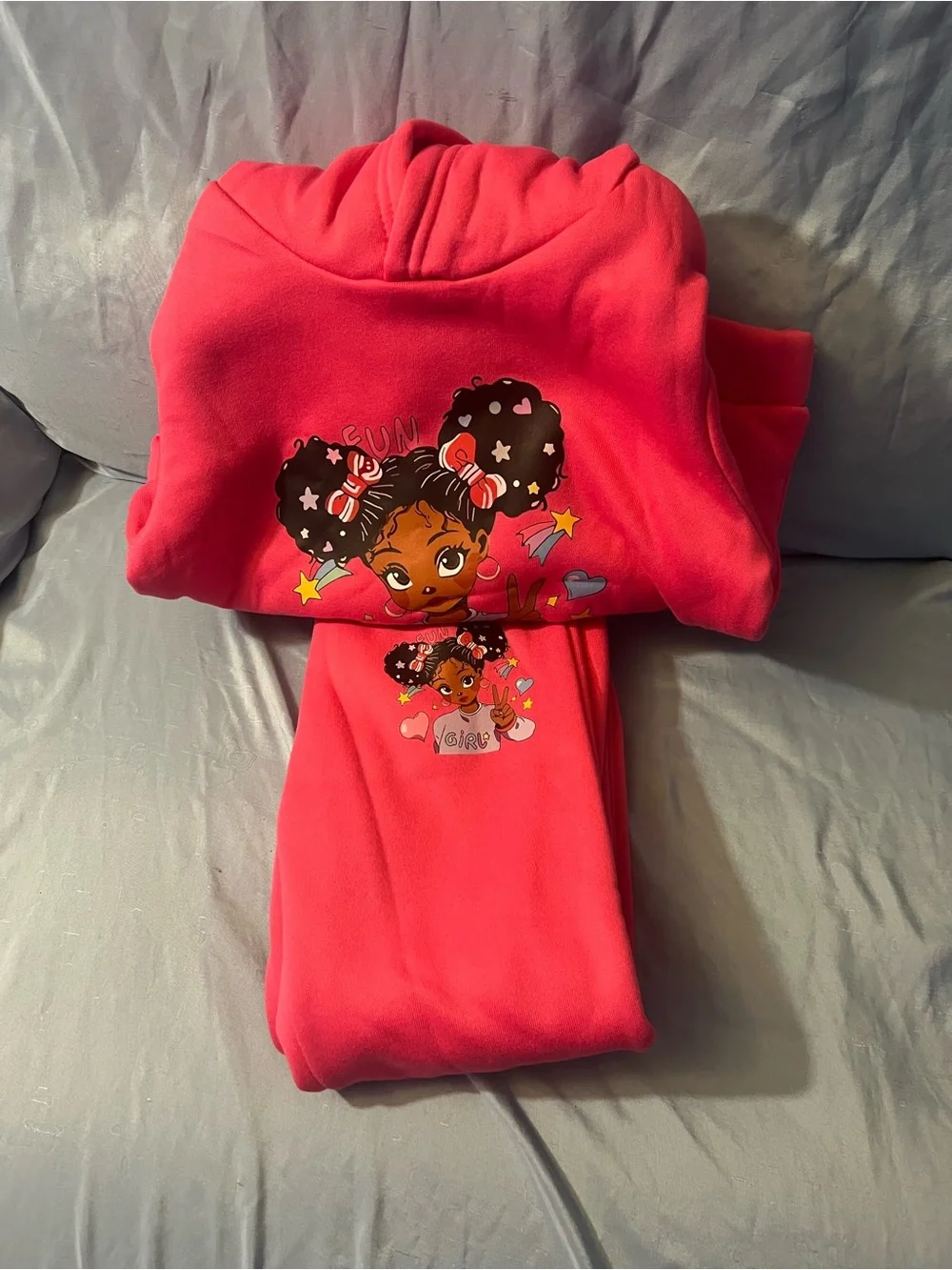 Girls' Pink Fleece Hoodie and Jogger Set